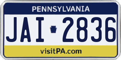 PA license plate JAI2836