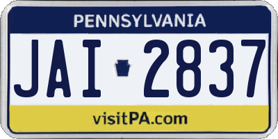 PA license plate JAI2837