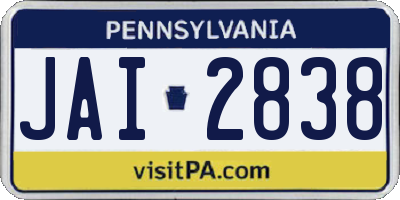 PA license plate JAI2838