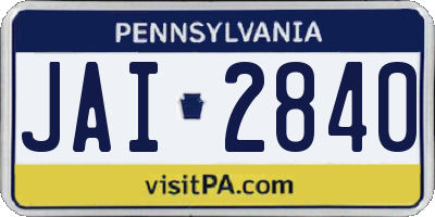 PA license plate JAI2840