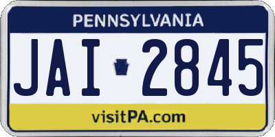 PA license plate JAI2845