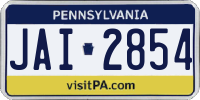 PA license plate JAI2854