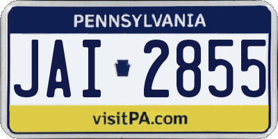 PA license plate JAI2855