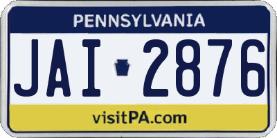 PA license plate JAI2876