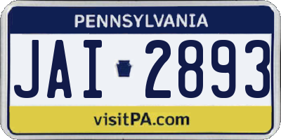 PA license plate JAI2893