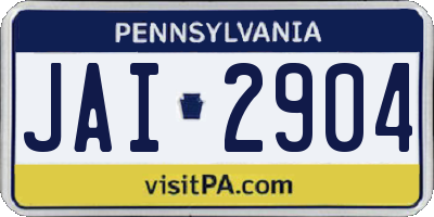 PA license plate JAI2904
