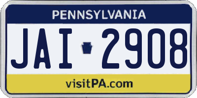 PA license plate JAI2908