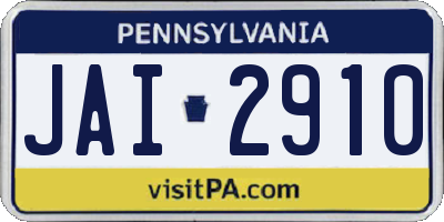 PA license plate JAI2910