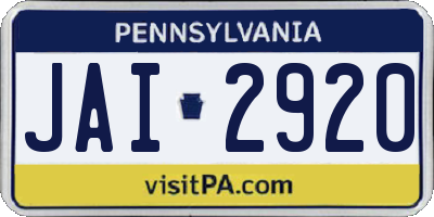 PA license plate JAI2920