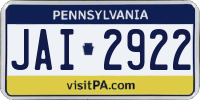 PA license plate JAI2922