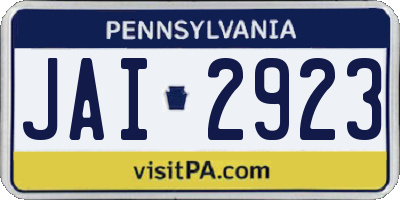 PA license plate JAI2923