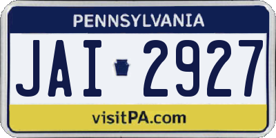 PA license plate JAI2927
