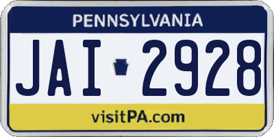 PA license plate JAI2928