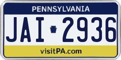 PA license plate JAI2936