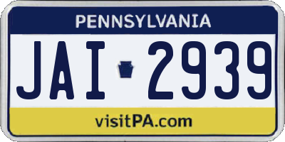 PA license plate JAI2939