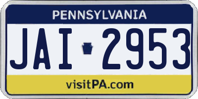 PA license plate JAI2953