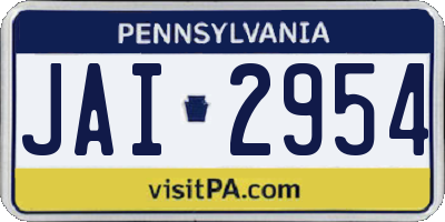 PA license plate JAI2954