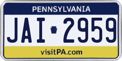 PA license plate JAI2959