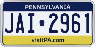 PA license plate JAI2961