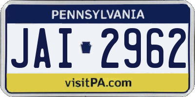 PA license plate JAI2962