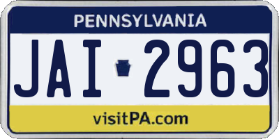 PA license plate JAI2963