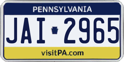 PA license plate JAI2965