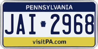 PA license plate JAI2968