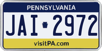 PA license plate JAI2972