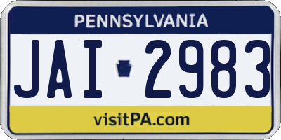 PA license plate JAI2983