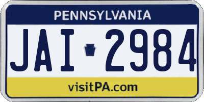 PA license plate JAI2984