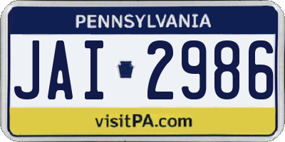 PA license plate JAI2986