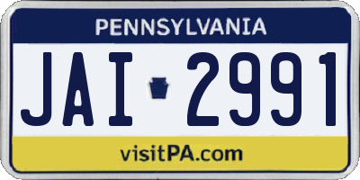 PA license plate JAI2991