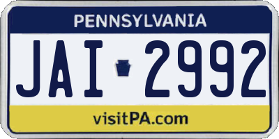 PA license plate JAI2992