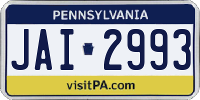 PA license plate JAI2993