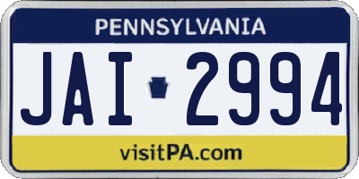 PA license plate JAI2994