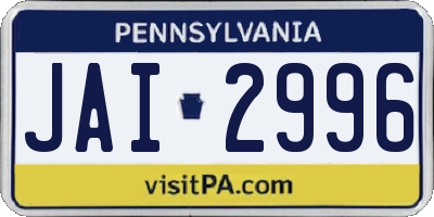 PA license plate JAI2996