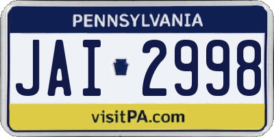 PA license plate JAI2998