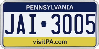 PA license plate JAI3005