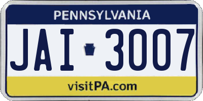PA license plate JAI3007