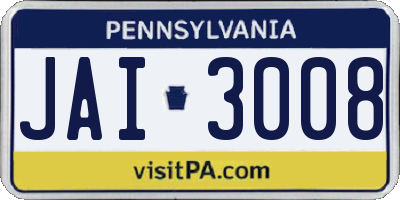 PA license plate JAI3008