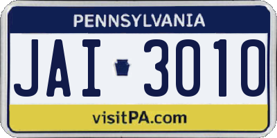 PA license plate JAI3010