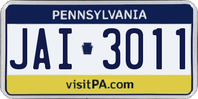 PA license plate JAI3011
