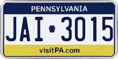 PA license plate JAI3015
