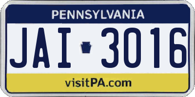 PA license plate JAI3016