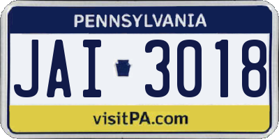 PA license plate JAI3018