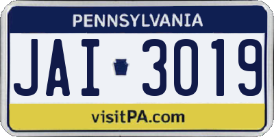 PA license plate JAI3019