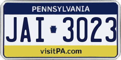 PA license plate JAI3023