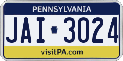 PA license plate JAI3024