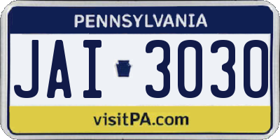 PA license plate JAI3030