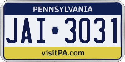 PA license plate JAI3031